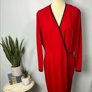 Linda Allard Ellen Tracy Vintage Wool Wrap Dress Size 16